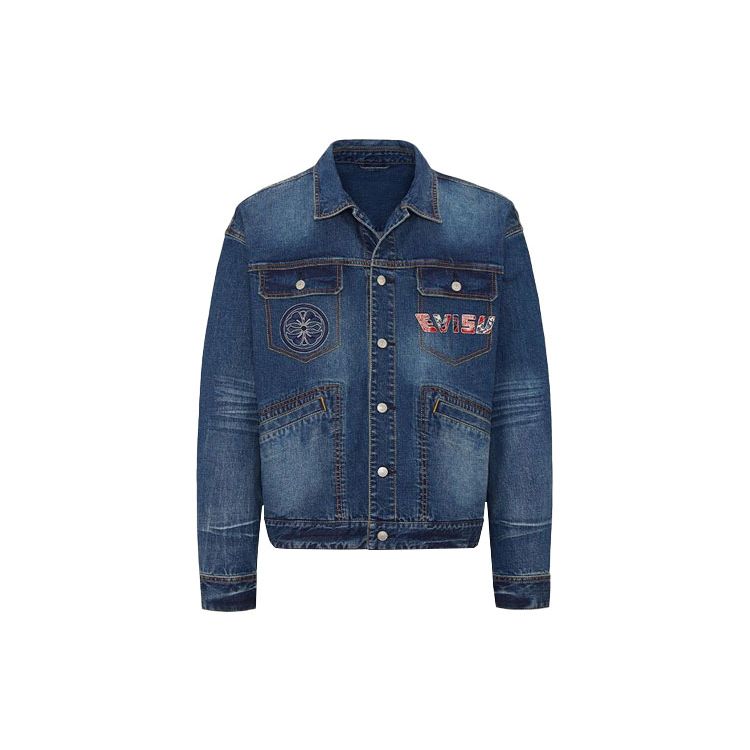 Evisu Ss21 Buddha Head And Origin Object Embroidered Denim Jacket Men Jacket Denim-Blue 2ESHTM1DJ717LF