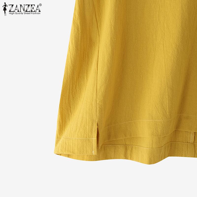 ZANZEA Women Casual Round Neck Solid Color Summer Short Sleeve T-Shirts