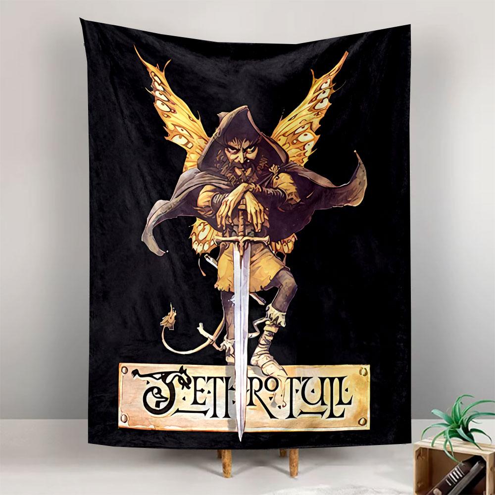 Mage with Sword Fantasy Art Tapestry Wall Hanging, Wizard Warrior Illustration, Gothic Wall Decor for Bedroom Living Room Dorm