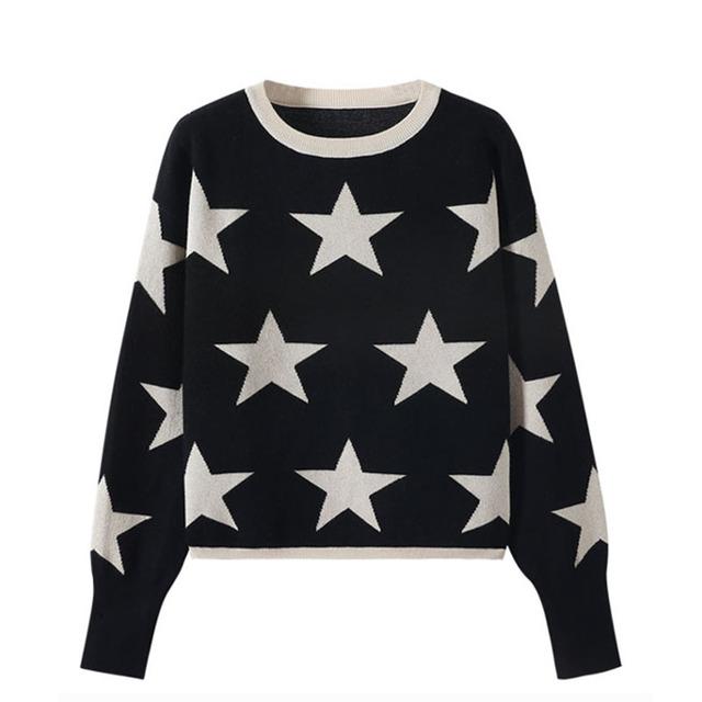 Fall Winter Women's Sweater O-Neck Star Pullover Knitting Sweaters C-288