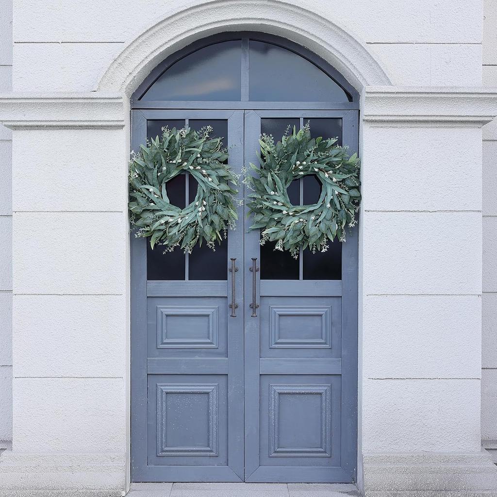 26" Eucalyptus Wreath for Front Door - Large Artificial Greenery Outdoor Wreath for Porch, Window,Farmhouse,Home,Holiday,Hanging Decor- Spring,