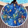 Fish Print Round Beach Towels Soft Microfiber Ocean Animal Print Beach Blanket Quick Dry Pool Towel Picnic Mat For Teens Adults