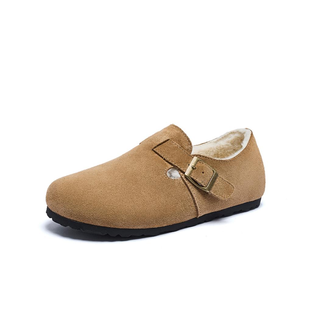 Fleece Birkenstocks new winter all-inclusive thick-soled fluffy shoes low-top snow boots shoes