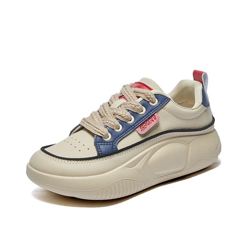 Spring White Shoes New Sports Running Female Student Height-enhancing Casual Shoes