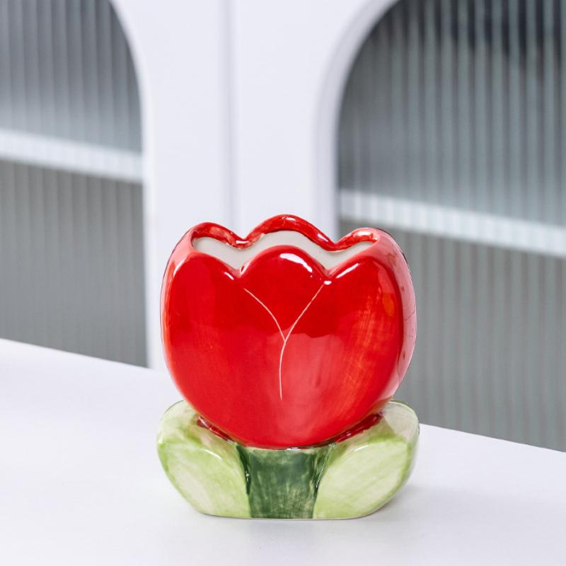 Tulpe Blume Make-up Pinsel Aufbewahrungseimer Büro Pinselhalter Schlafzimmer Schreibtisch Aufbewahrung Dekorative Ablage Ornament