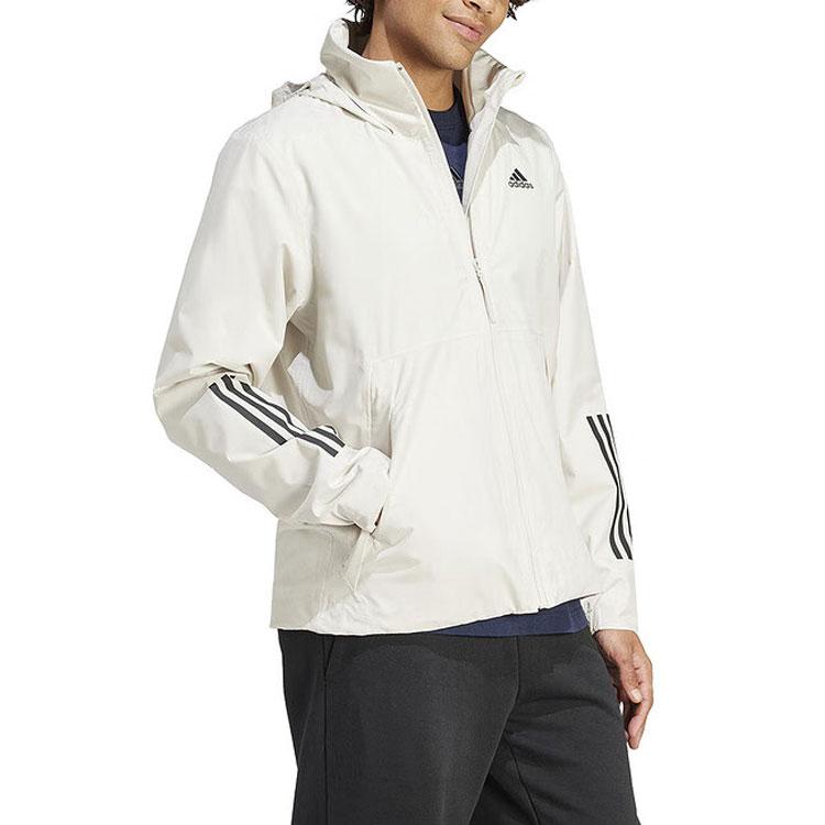 adidas Dreistreifige Colorblock Sport Trainings Freizeit Kapuzenjacke Herren Oberbekleidung Weiß IS1237