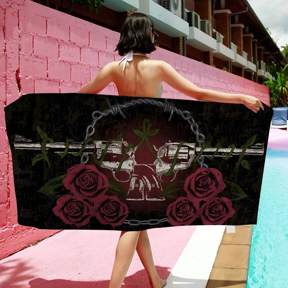 Cool Band G-Guns N-N R-Roses Rock Beach Towel Colorful Bath Towels for Girl Microfiber Custom Sand Free Beach Yoga Spa Gym Pool