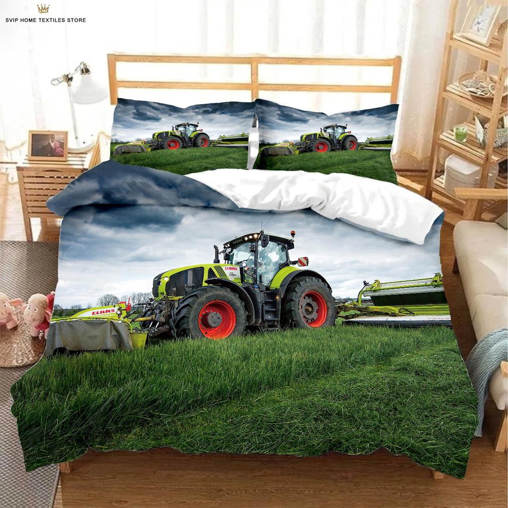 Farm Car Cool Tractor 3D Printed Quilt Cover 100% Polyester Machine Washable Duvet Cover Bedding Set Quilt Cover Pillowcase