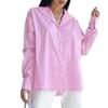 Herbst Rosa Langarm-shirt Frau Lose Feste Beiläufige Frauen Bluse Mode Elegante drehen-unten Kragen Blusen Und Tops 29374