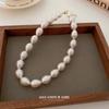 Retro design sense gradual change size pearl necklace baroque fashion simple collarbone chain versatile temperament necklace women