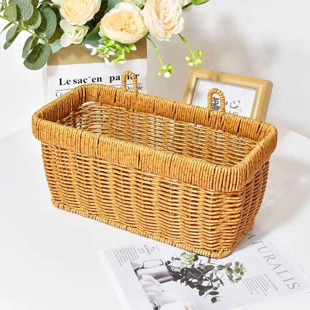 Simulated Rattan Plastic Garlic Storage Basket Wall Mounted Handwoven Garlic Container Restaurant
