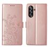 For Samsung Galaxy A26 5G Wallet Case Butterfly Floral Imprint PU Leather Phone Cover with Wrist Strap