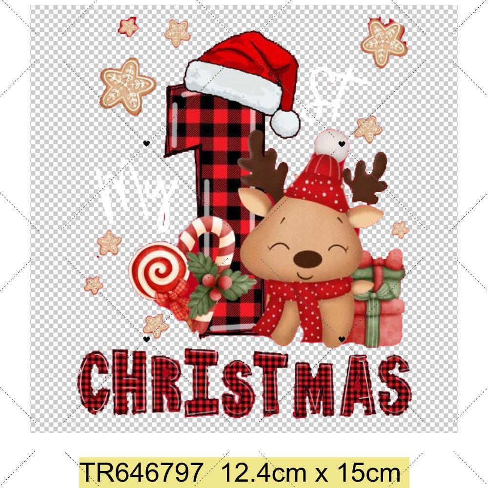 My First Chrismas DIY Clothing Heat Transfer Sticker Kids T-shirt Infant Romper Clothing Patches Heat Transfer Xmas Sticker