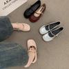 With Skirt Retro Splicing Mary Jane Shoes for Women's Spring and Autumn New Models, One Word with Shallow Mouth Inner Height Increase Single Shoes