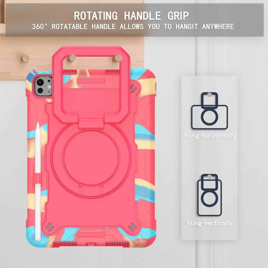 Stand Case for Apple IPad Pro 11 2025 M5 2024 M4 A3357 A3358 A3359 A2836 A2837 A3006 Rotating Handle Grip Cover Shoulder Strap