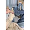 Plus Size High-Waisted Fleece-Lined Wide-Leg Jeans for Women - Autumn/Winter Straight Floor-Length Pants