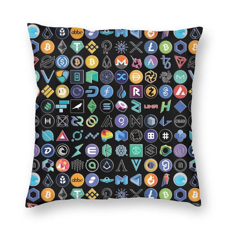 Bitcoin Cryptocurrency Square Throw Pillow Cover Decoration Print Ethereum Blockchain Btc Cryptocurrency Cushion Cover for Sofa