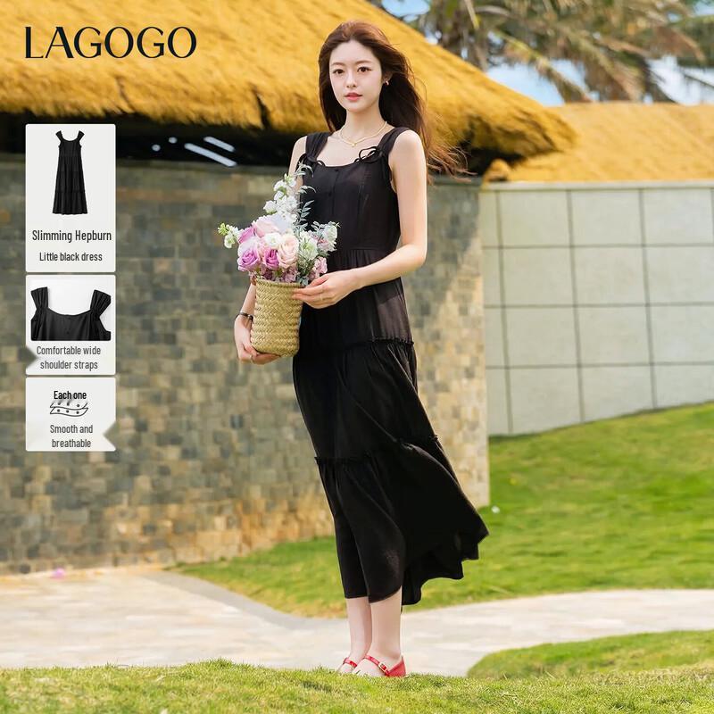 LAGOGO Elegant Tiered Sleeveless Dress S