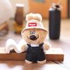Denim Cute Overalls Hat Cartoon Bear Plush Toy Pendant Keychain For Decor Bag