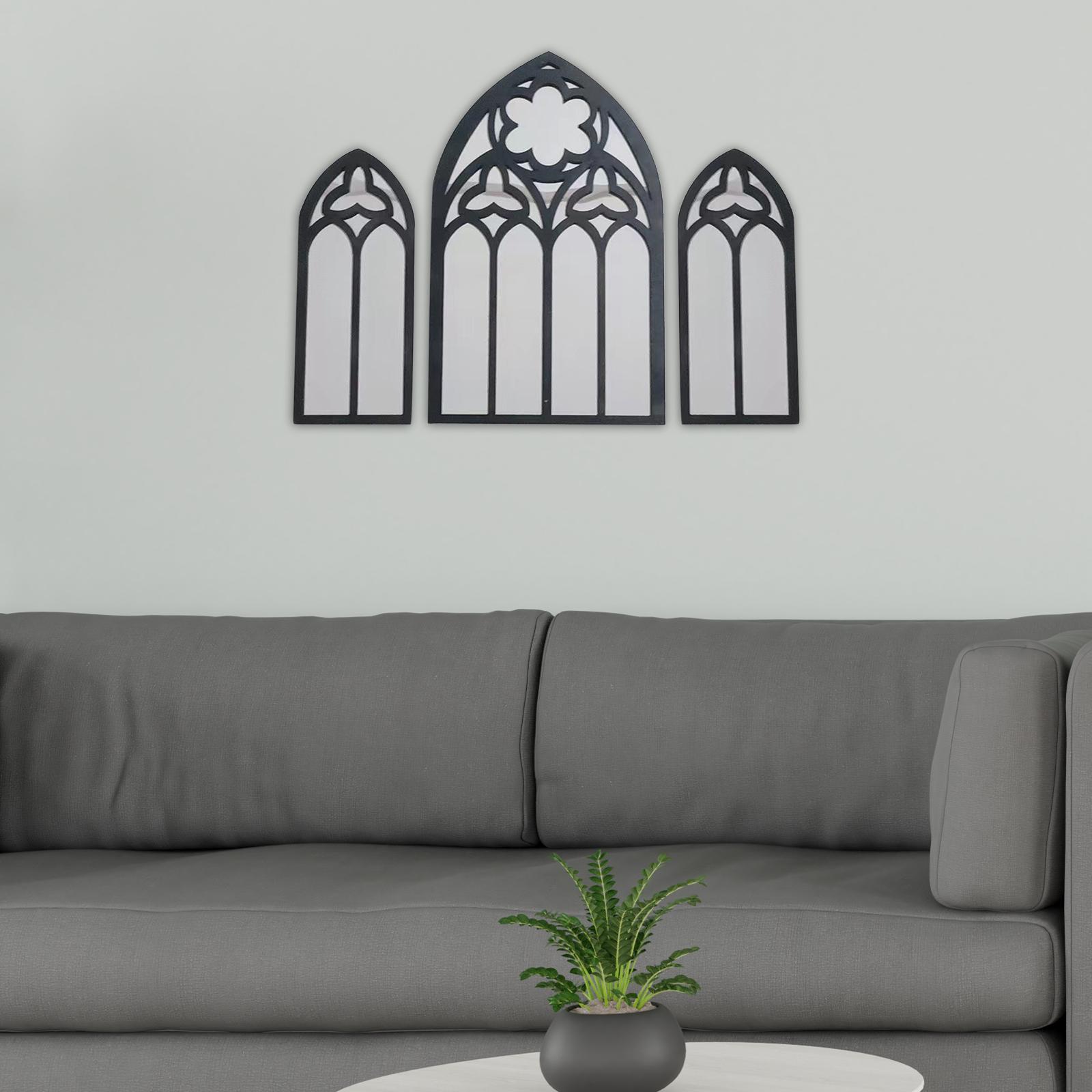 

3x Готические настенные зеркала, винтажный декор комнаты в готическом стиле, арочная рама собора, арочные настенные зеркала для спальни, гостиной, домашнего декора белый