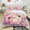 Next Day Shipping P0kem0n Jigglypuff Print Pink Bedding Set 3PC 1 Duvet Cover 2 Pillowcases Adult Kids Bedding Set Comforter Set