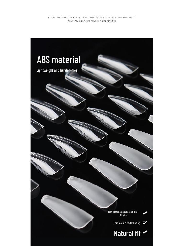 European & American Frosted Long Trapezoid Seamless Abrasive Nail Tips - Full & Single Numbers for Nail Salons