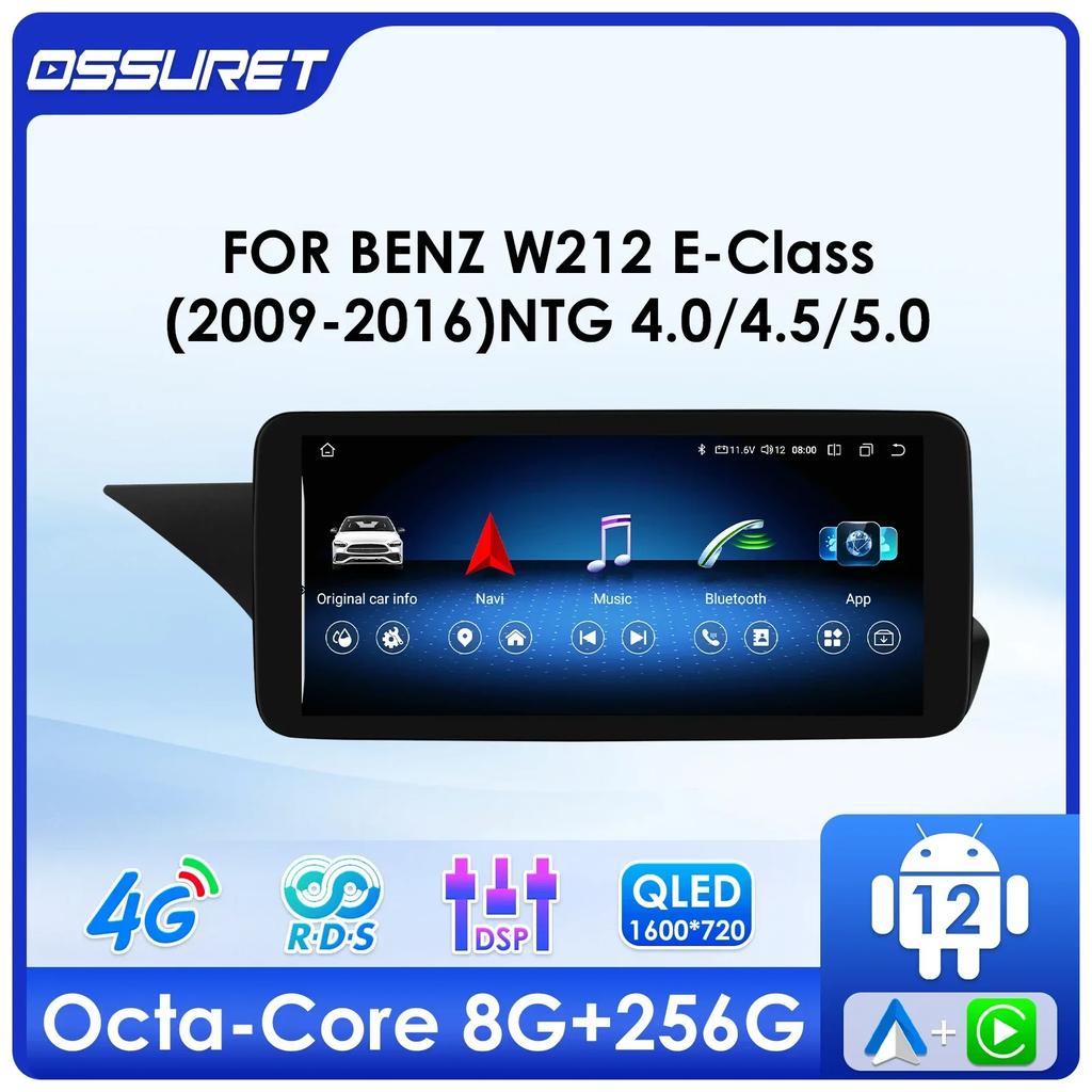 Ossuret 10.25"Android 13 Intelligent Autoradio 2din Carplay For Mercedes Benz W212 E-Class E200 E230 E260 E300 S212 NTG 4.0 4.5 5.0 Multimedia Audio