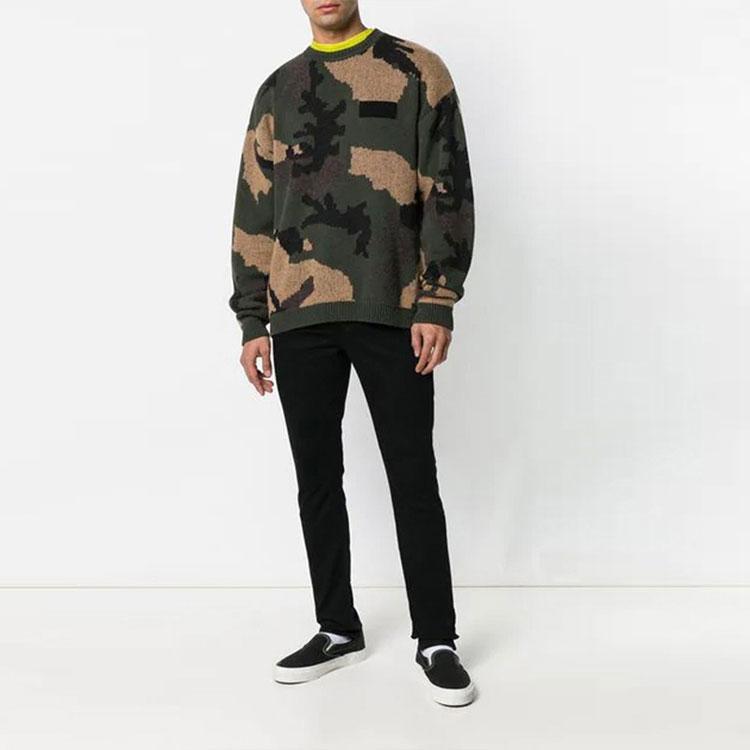 Off-White SS19 Loose-Fit Camouflage Crewneck Sweater Men Tops Green-Camouflage OMHA056E18A350019900
