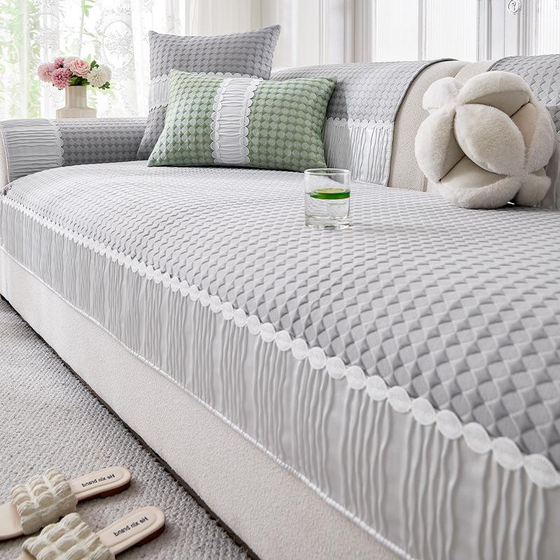 Summer Cool Ice Silk Sofa Cushion  New Light French High-End Summer Thin Straight Non-Slip Mat