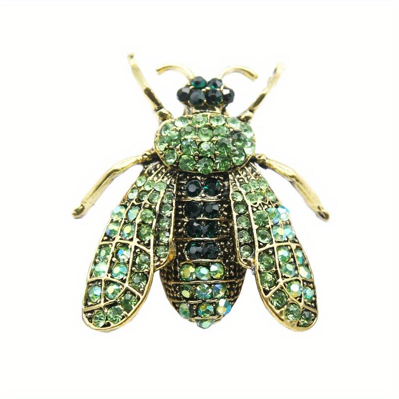 

Classic Women Men Vintage Crystal Bee Insect Brooch Vivid Exquisite Badges Pin For Lady зелёный