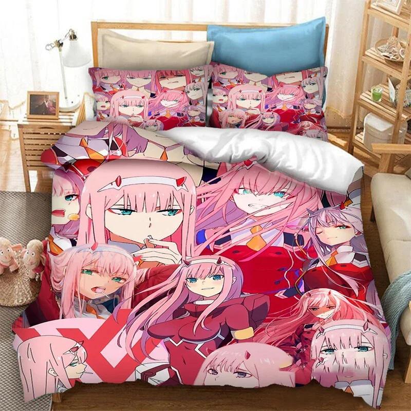 3D Printed DARLING In the FRANXX Duvet Cover Zero Two 02 Bedding Set Double Twin Full Queen King Adult Bedclothes Quilt Cover