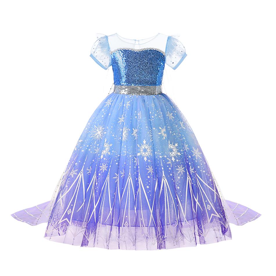 Costume da Principessa Cosplay per Bambina Regina delle Nevi Vestito Halloween Carnevale Vestiti Carini Cosplay Abbigliamento per Feste Serale per 2-10 Anni