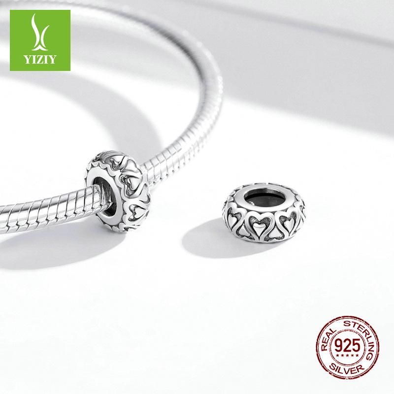 Silver Ziyun Heart-Shaped Lace Silicone Spacer Beads SCC1949