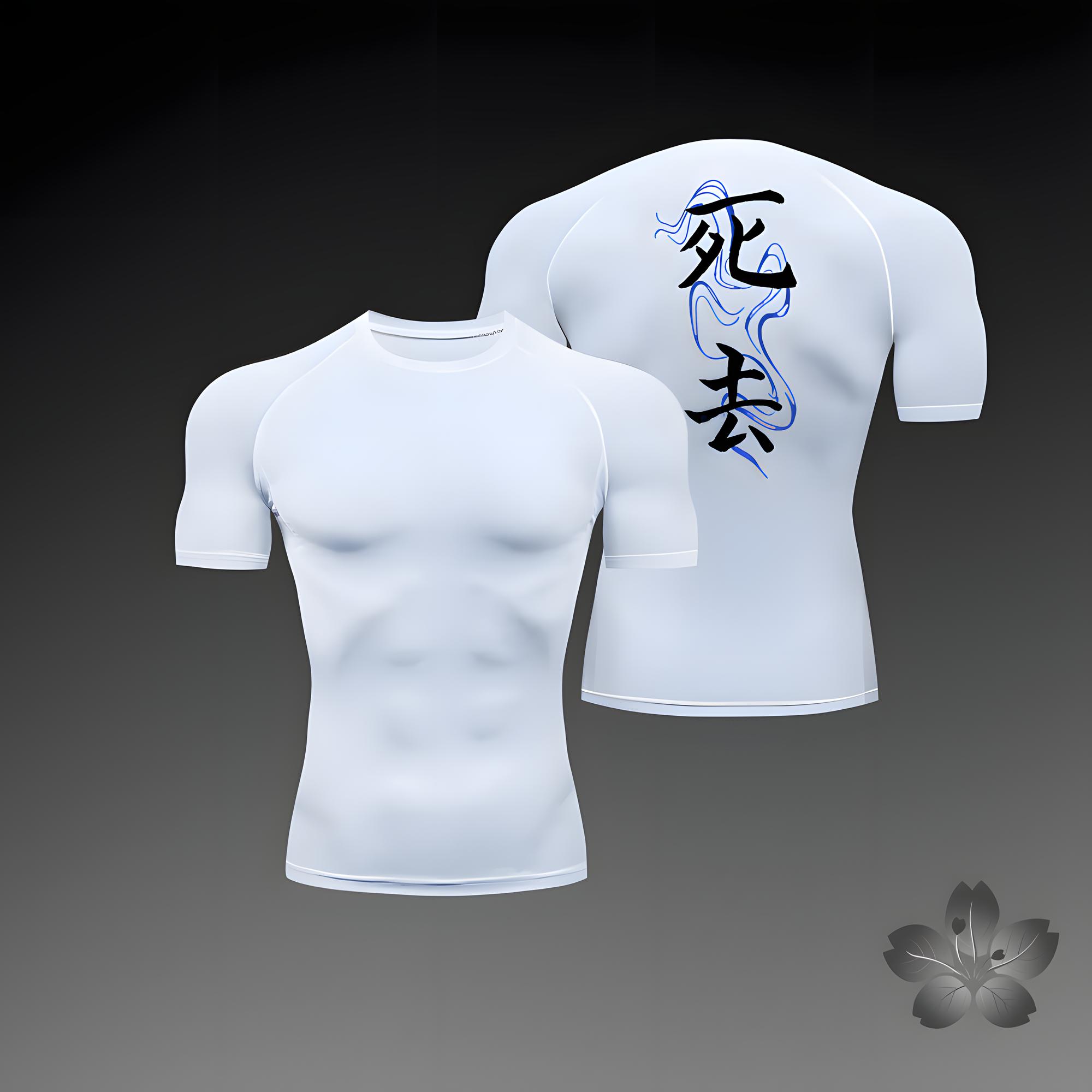 2026 Summer Men s Compression Shirt Anime Print Gym Sport Quick Dry Gym TShirts Fitness Athletic Undershirts Elasticity Tops Tee S  Asia 45-50 Kg бежевый