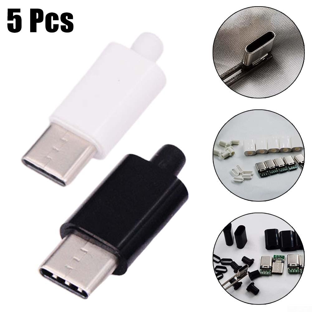 Secure Connection USB3 1 Type C Male Connector with Black/White Shell 5pcs