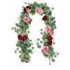 Guirnalda Artificial Guirnalda de Eucalipto Decoración de Pasillo de Boda Fácil de Colgar Pétalos de Tela de Seda Realista Tallo de Plástico Flexible