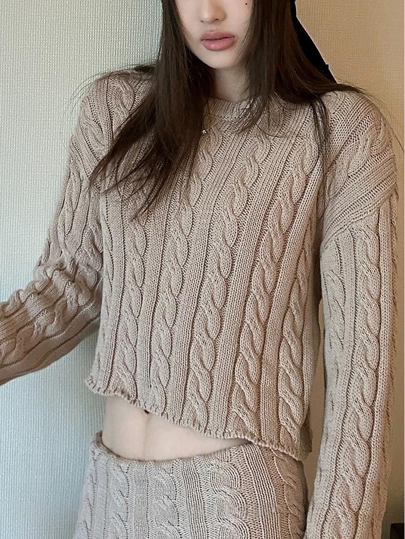 

Ning Si Women s Cable Knit Pullover Sweater & Ribbed Midi Skirt Set Large