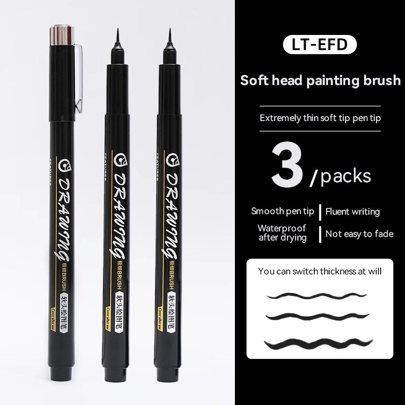 Highlight Marker Pens Soft Brush Tip Gel Pens Set for Art Calligraphy Sketching Drawing Hand Lettering Black Ink Brush Markers