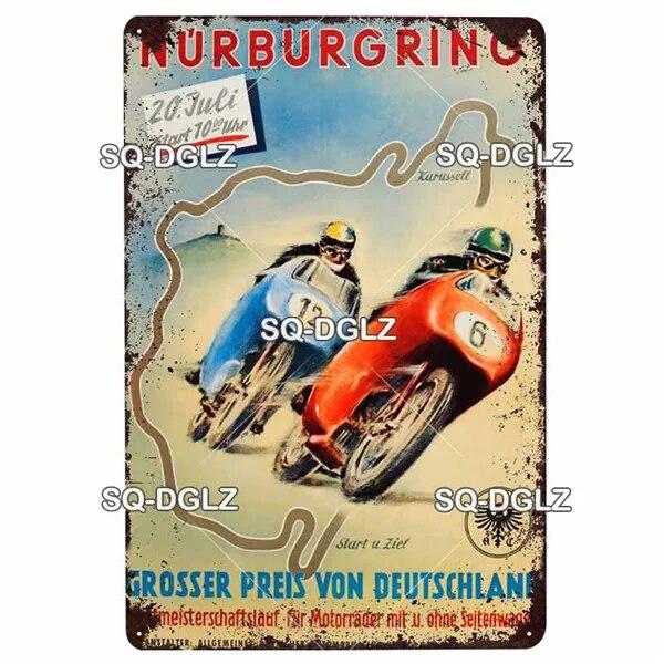 Mfoever Tin Motorcycle Metal Sign Vintage Plaque Poster Tin Sign Wall Decor For Bar Pub Club Retro TT Racing Poster Gift