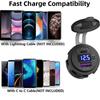 Car Phone Charger Fast Power Charging Block QC3.0 Type-C PD Dual Port Adapter With Digital Display Voltmeter Phone Car Charger