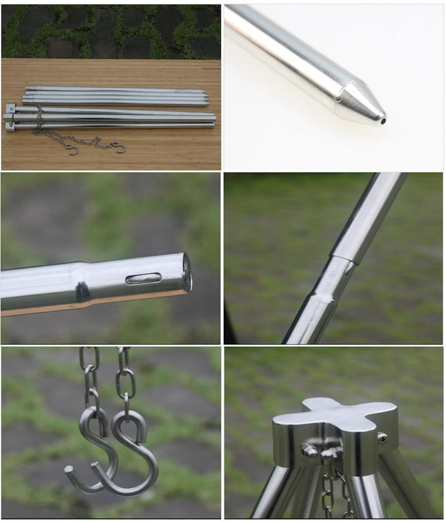 CAMPING MOON MT-130 Stainless Steel Fireplace Stand with Tripod, 90kg Weight Capacity