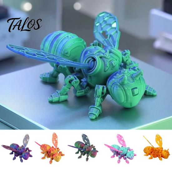 Mechanical Insect Figurine 3D Printed Cyberpunk Bee Figurine, Movable Joints Hornet Ornament, Articulated Wasp Fidget Toy, Stress Relief Desk Gift for