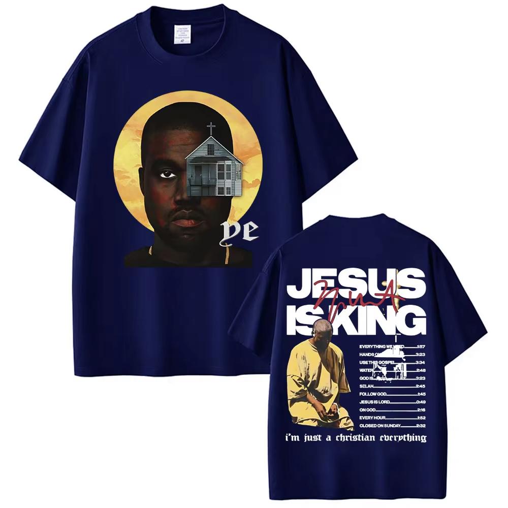 

Репер Каньє Вест Jesus Is King Двостороння Футболка Літня Унісекс та Жіноча Бавовняний Одяг Хіп-Хоп Мода Короткий Рукав 3XL