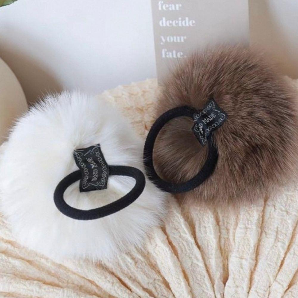 Real Fox Fur Ball Hair Bands Women Fluffy Hair Tie Rubber Band Girls Hair Accessories Winter Scrunchies