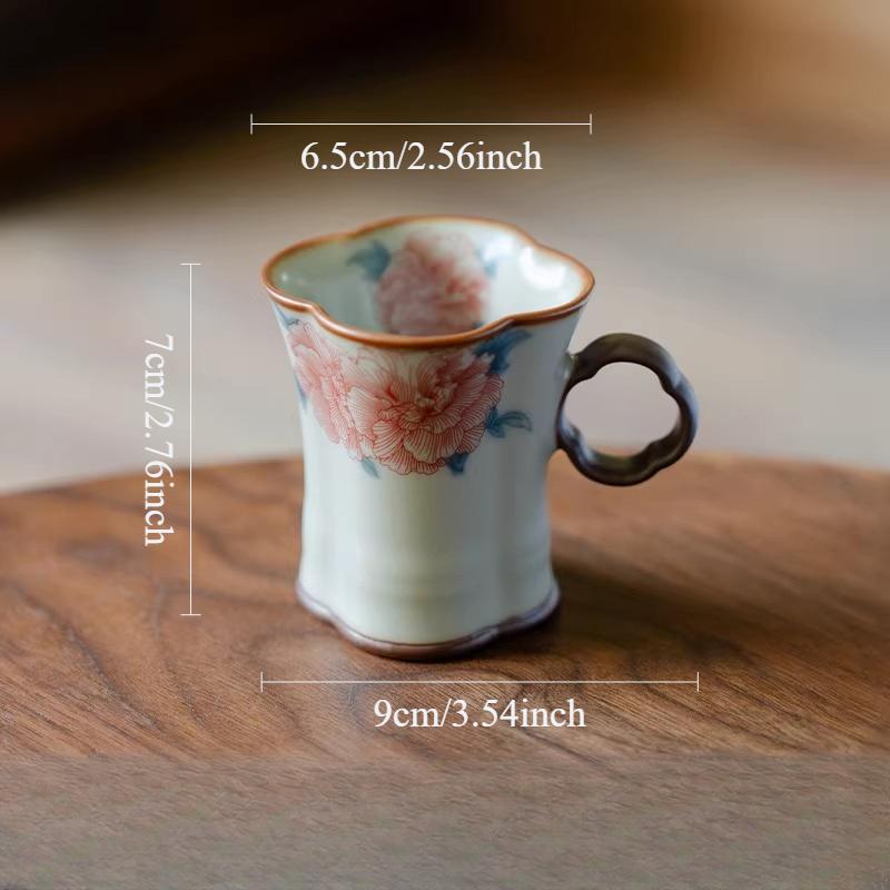 

Furong Handle Cup Chinese Ru Kiln Tea Cup Household Small Capacity Tea Cups Ladies Master Cup Kung Fu Tea Set Drinking Utensils 90ml