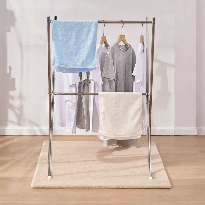 VECELO Clothes Drying Rack X-Type, Finished, Indoor, Approx. 57x51.5x118cm, Foldable, Stainless Steel, Silver