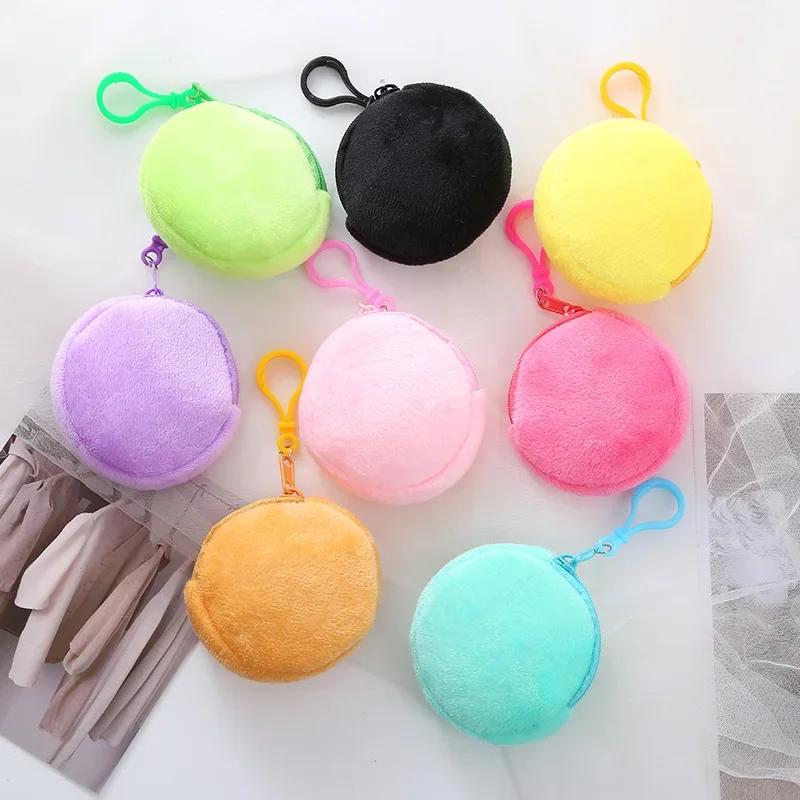 Soft Plush Round Coin Bags Purse Money Wallet Pouch for Kids Key Earphone Organizer Storage Bags Kids Plush Purses