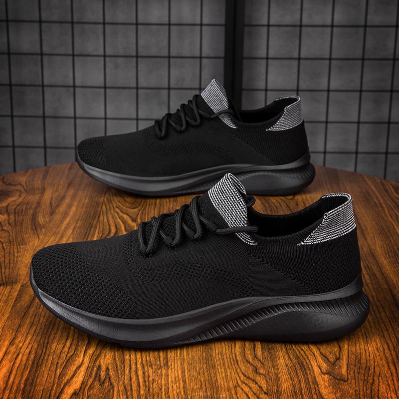 

Mens Non Slip Casual Sneakers Breathable Outdoor Jogging Training Hiking Sports Running Outdoor Women Weave Knit Lace Up Shoes 36 чёрный