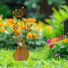 1Pc Wrought Iron Garden Pile Decorative Ground, Country Garden Theme, Suitable for Outdoor and Interior Decoration, Fence, Flower , Garden Decorations