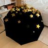 1PC Gold Stars Umbrella-8-Rib Reinforced, Automatic Open, Lightweight & Durable, Cute Fashion Accessory for Outdoor, Beach or Casual Use, Beach Umbrel